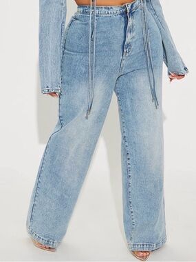 Fashion Nova High-Rise Wide Leg Light Blue Women’s Jeans